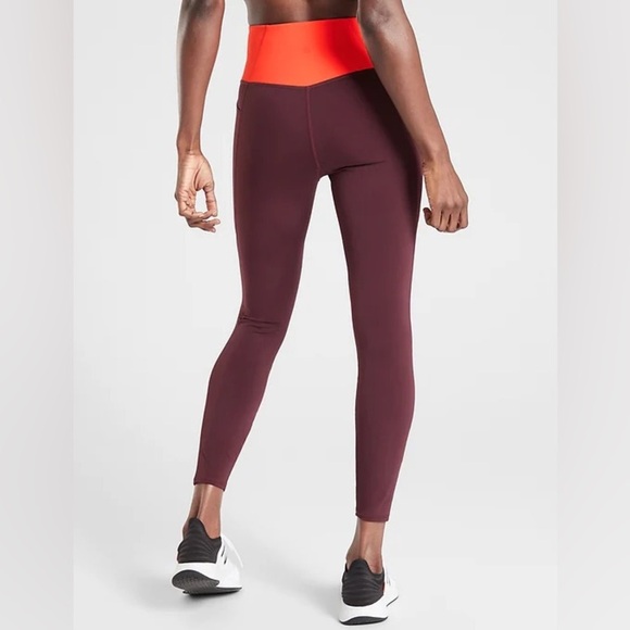 Athleta Tenacity 7/8 Compression Tight Leggings in Powerlift Plum and Orange XS - Picture 2 of 6